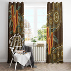Australian Yellow Banksia Flowers Window Curtain Aboriginal Dot Art