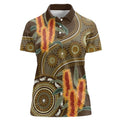 Australian Yellow Banksia Flowers Women Polo Shirt Aboriginal Dot Art
