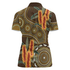 Australian Yellow Banksia Flowers Women Polo Shirt Aboriginal Dot Art