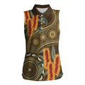 Australian Yellow Banksia Flowers Women Sleeveless Polo Shirt Aboriginal Dot Art