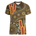 Australian Yellow Banksia Flowers Women V-Neck T-Shirt Aboriginal Dot Art