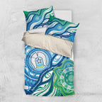 Torres Strait Islander Bedding Set Aboriginal Blue Art