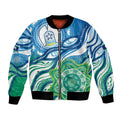 Torres Strait Islander Bomber Jacket Aboriginal Blue Art