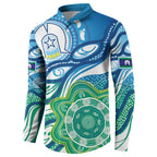 Torres Strait Islander Button Sweatshirt Aboriginal Blue Art