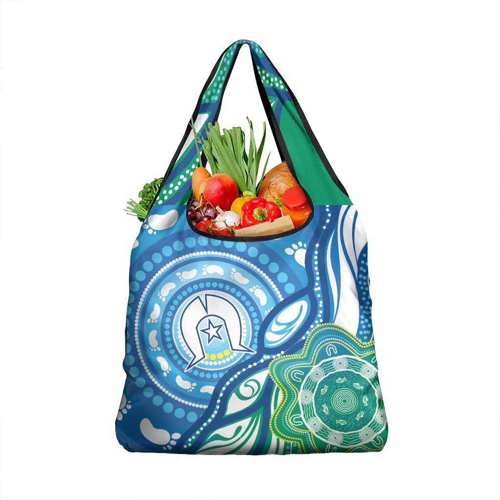 Torres Strait Islander Grocery Bag Aboriginal Blue Art