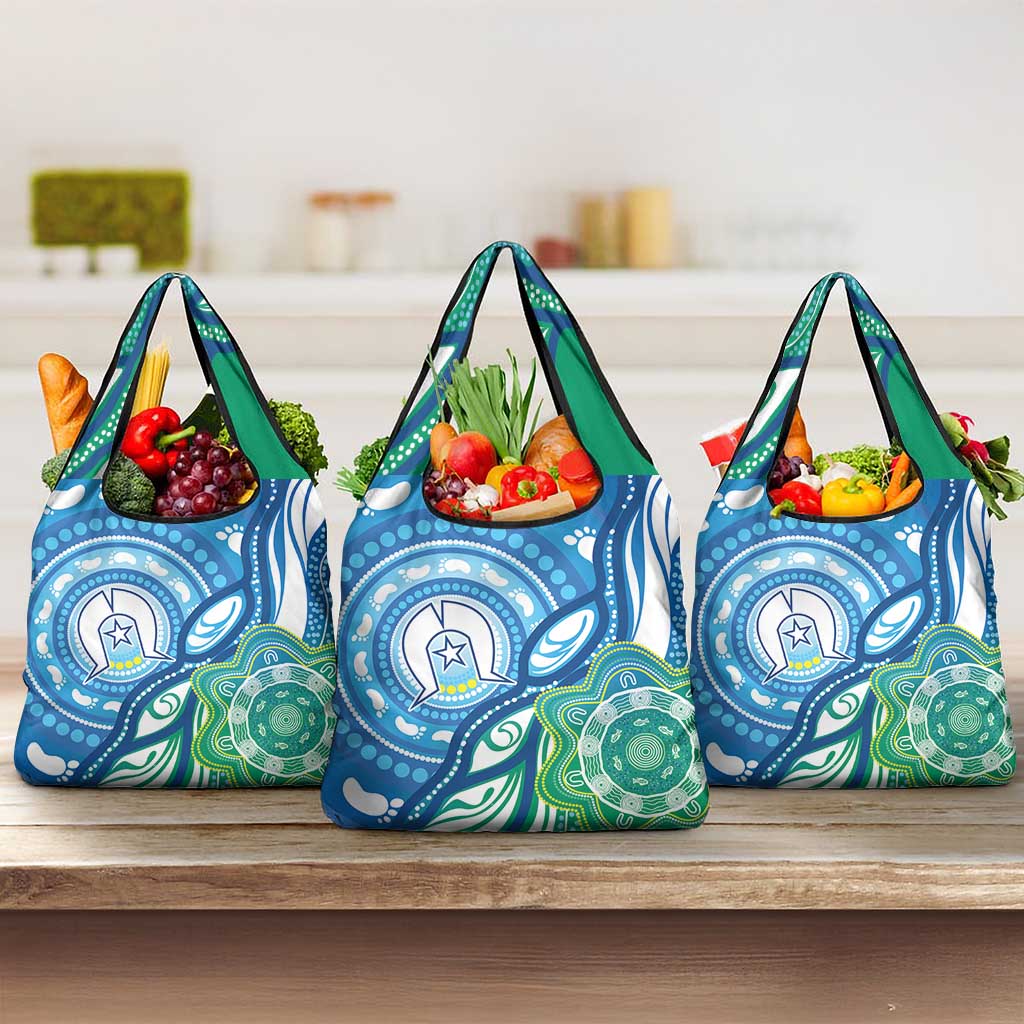 Torres Strait Islander Grocery Bag Aboriginal Blue Art