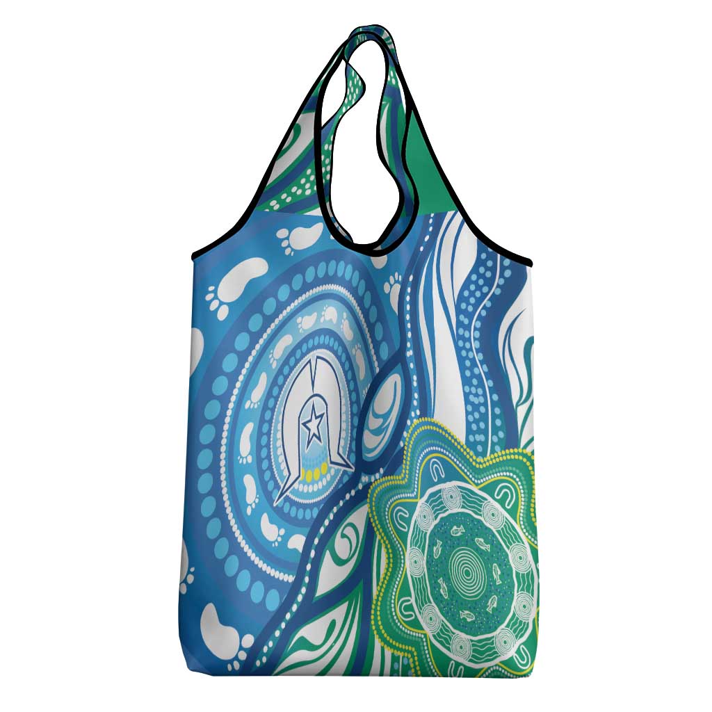 Torres Strait Islander Grocery Bag Aboriginal Blue Art