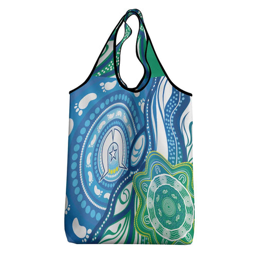 Torres Strait Islander Grocery Bag Aboriginal Blue Art