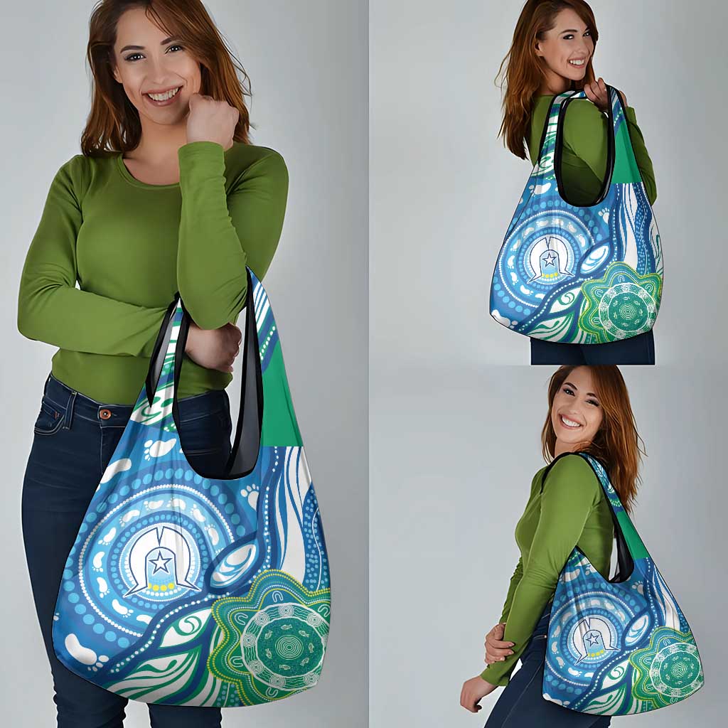 Torres Strait Islander Grocery Bag Aboriginal Blue Art