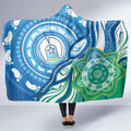 Torres Strait Islander Hooded Blanket Aboriginal Blue Art