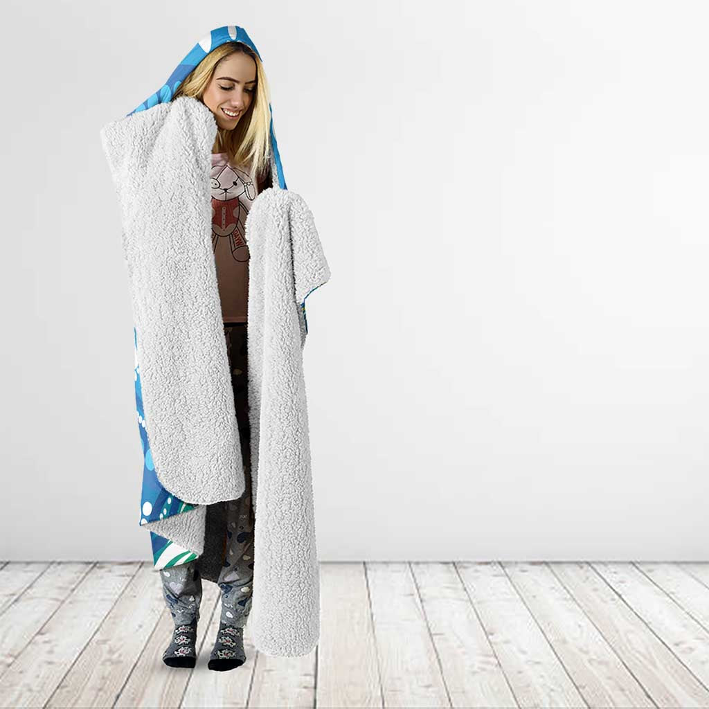 Torres Strait Islander Hooded Blanket Aboriginal Blue Art