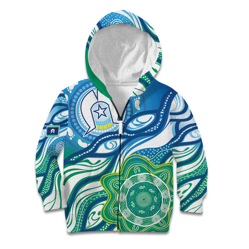 Torres Strait Islander Kid Hoodie Aboriginal Blue Art