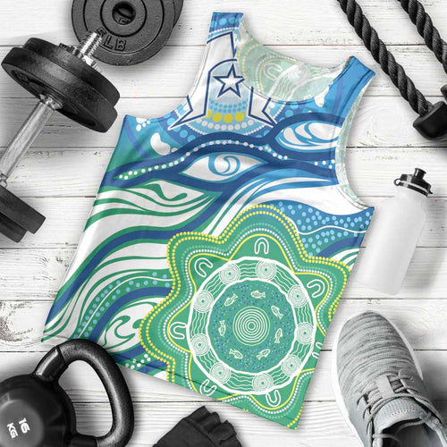 Torres Strait Islander Men Tank Top Aboriginal Blue Art