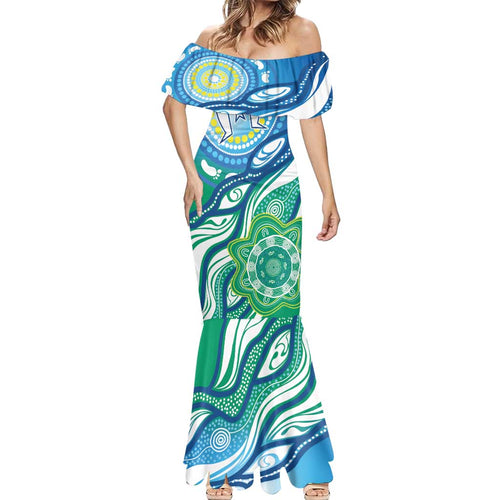 Torres Strait Islander Mermaid Dress Aboriginal Blue Art