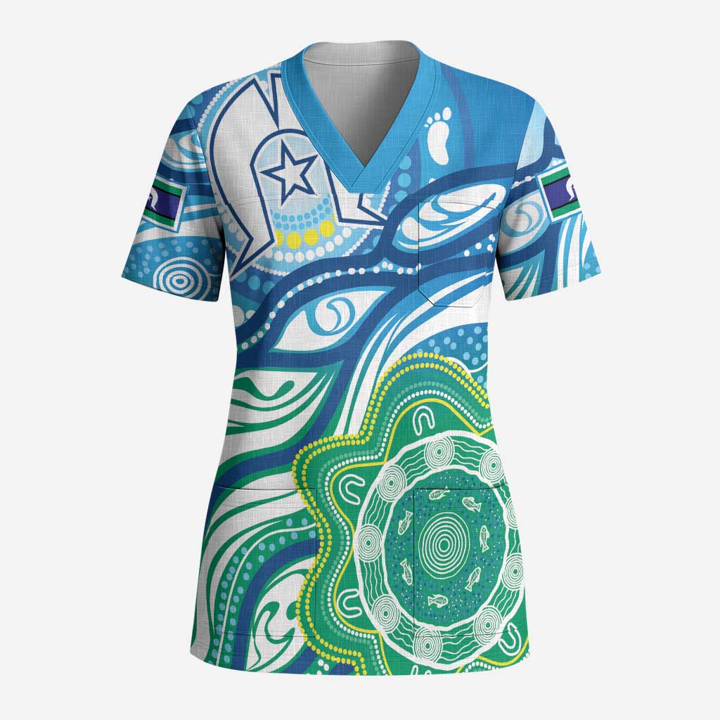 Torres Strait Islander Scrub Top Aboriginal Blue Art - Aussie Hoodie