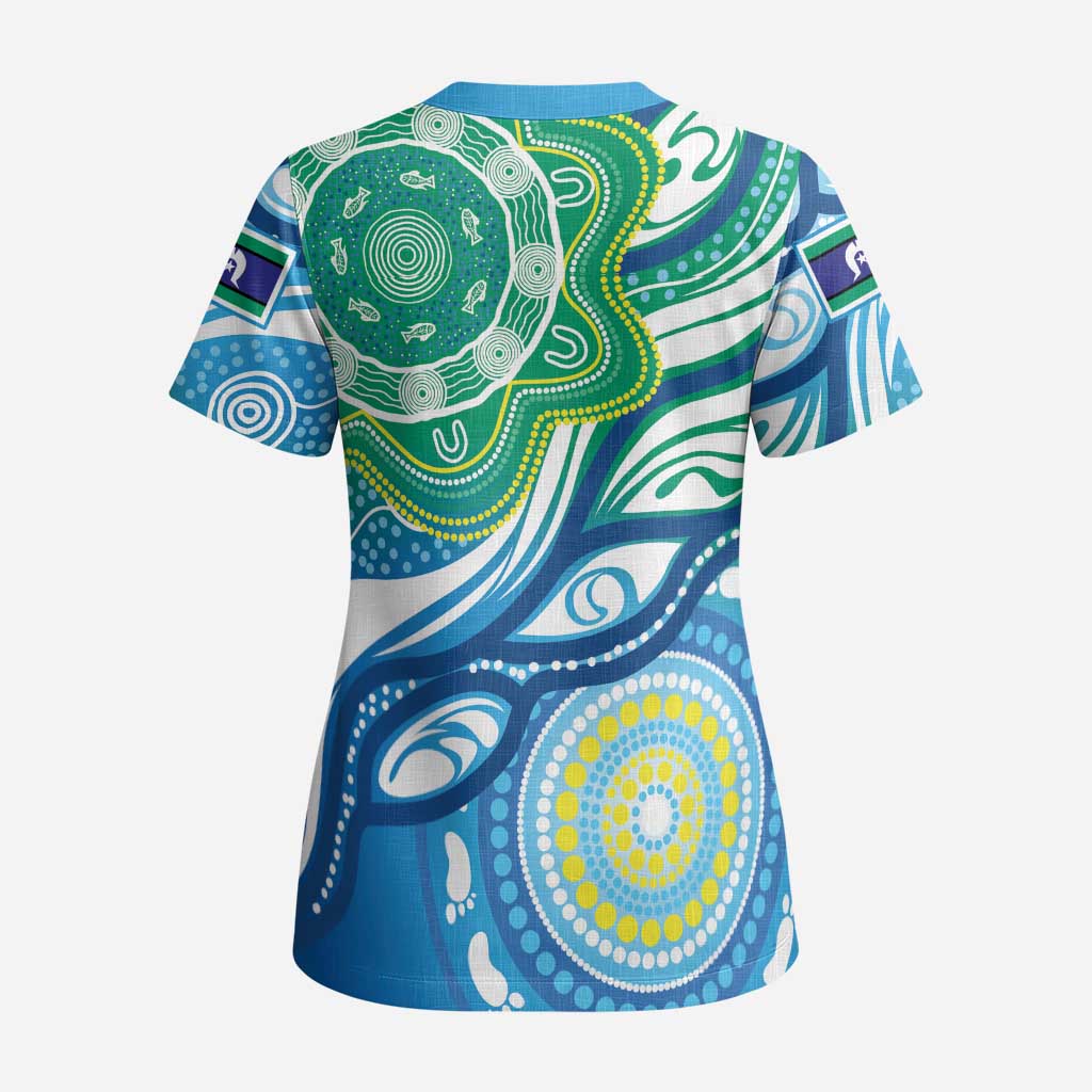 Torres Strait Islander Scrub Top Aboriginal Blue Art - Aussie Hoodie