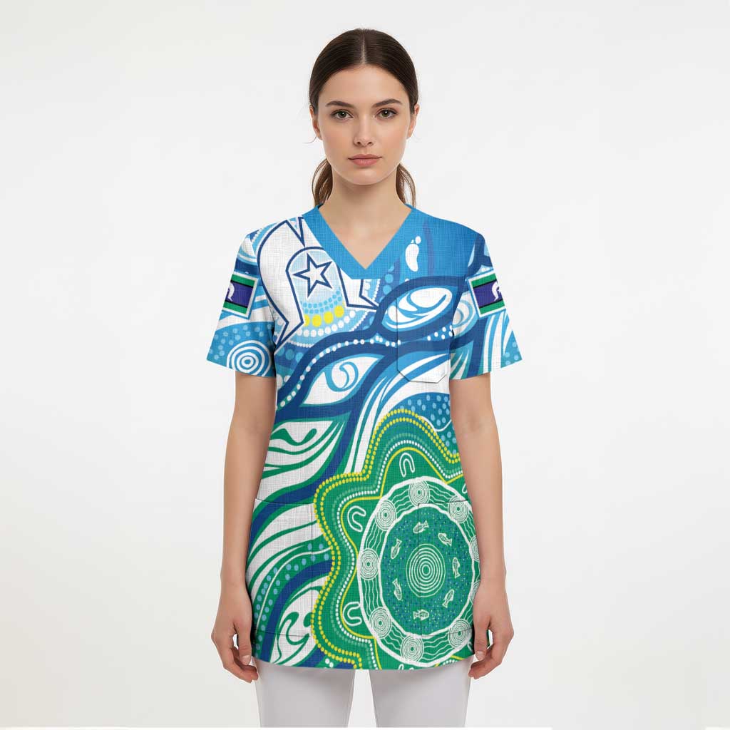 Torres Strait Islander Scrub Top Aboriginal Blue Art - Aussie Hoodie