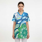 Torres Strait Islander Scrub Top Aboriginal Blue Art - Aussie Hoodie
