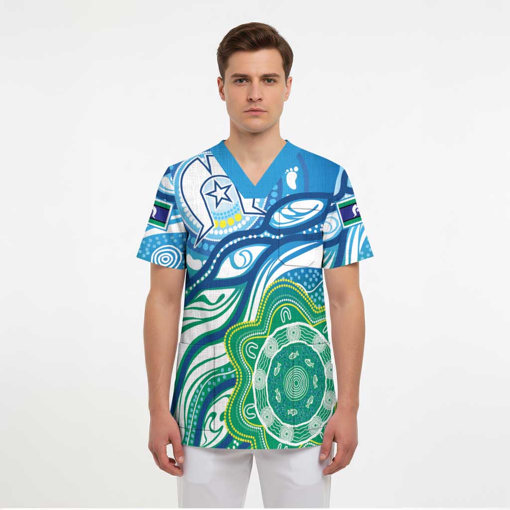 Torres Strait Islander Scrub Top Aboriginal Blue Art - Aussie Hoodie