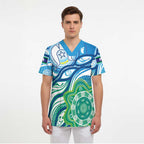 Torres Strait Islander Scrub Top Aboriginal Blue Art - Aussie Hoodie