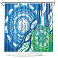 Torres Strait Islander Shower Curtain Aboriginal Blue Art