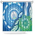 Torres Strait Islander Shower Curtain Aboriginal Blue Art
