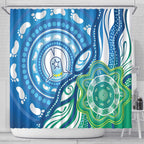 Torres Strait Islander Shower Curtain Aboriginal Blue Art