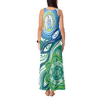 Torres Strait Islander Tank Maxi Dress Aboriginal Blue Art