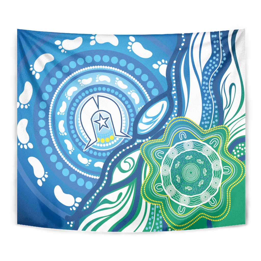 Torres Strait Islander Tapestry Aboriginal Blue Art