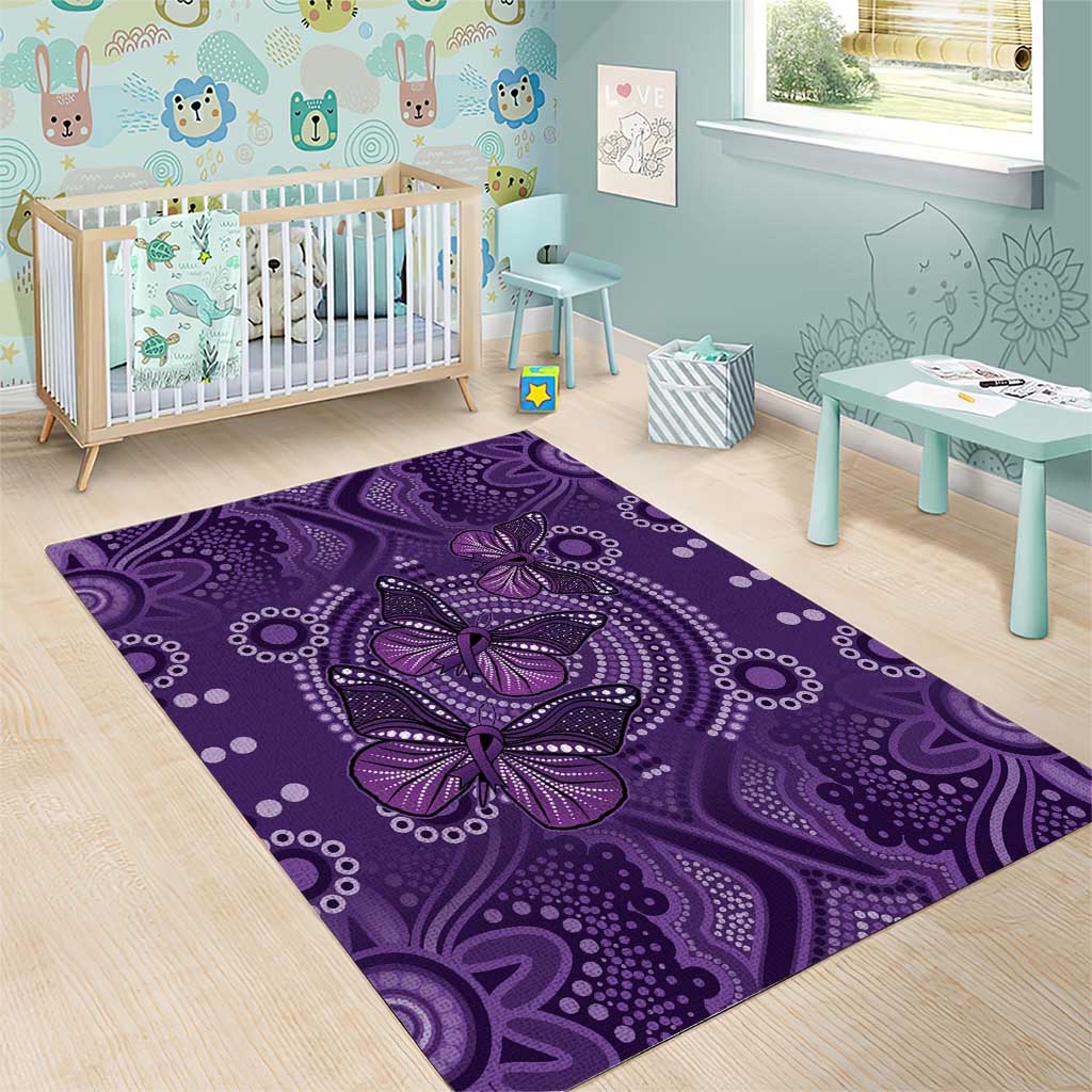 Purple Butterfly Spirit Area Rug Australian Epilepsy Awareness - Aussie Hoodie