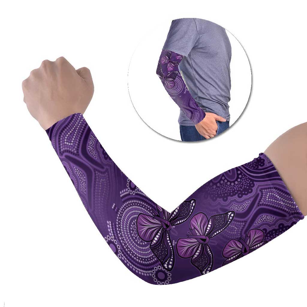 Purple Butterfly Spirit Arm Sleeves Australian Epilepsy Awareness - Aussie Hoodie