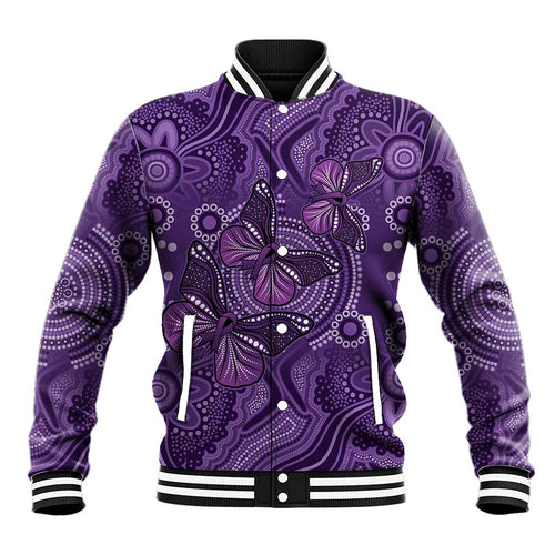 Purple Butterfly Spirit Baseball Jacket Australian Epilepsy Awareness - Aussie Hoodie