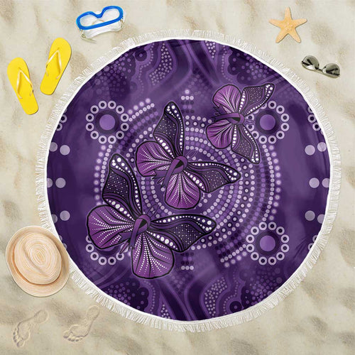 Purple Butterfly Spirit Beach Blanket Australian Epilepsy Awareness - Aussie Hoodie