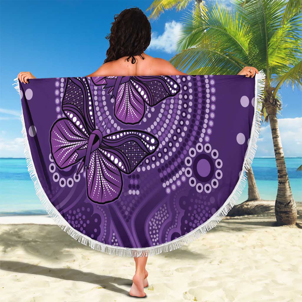 Purple Butterfly Spirit Beach Blanket Australian Epilepsy Awareness - Aussie Hoodie