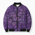 Purple Butterfly Spirit Bomber Puffer Jacket Australian Epilepsy Awareness - Aussie Hoodie