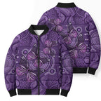 Purple Butterfly Spirit Bomber Puffer Jacket Australian Epilepsy Awareness - Aussie Hoodie