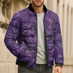 Purple Butterfly Spirit Bomber Puffer Jacket Australian Epilepsy Awareness - Aussie Hoodie