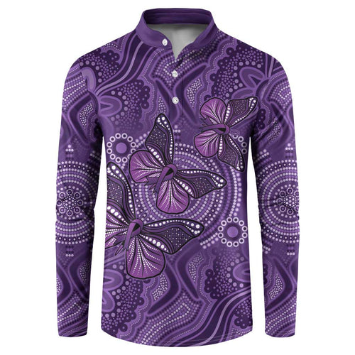 Purple Butterfly Spirit Button Sweatshirt Australian Epilepsy Awareness - Aussie Hoodie
