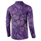Purple Butterfly Spirit Button Sweatshirt Australian Epilepsy Awareness - Aussie Hoodie