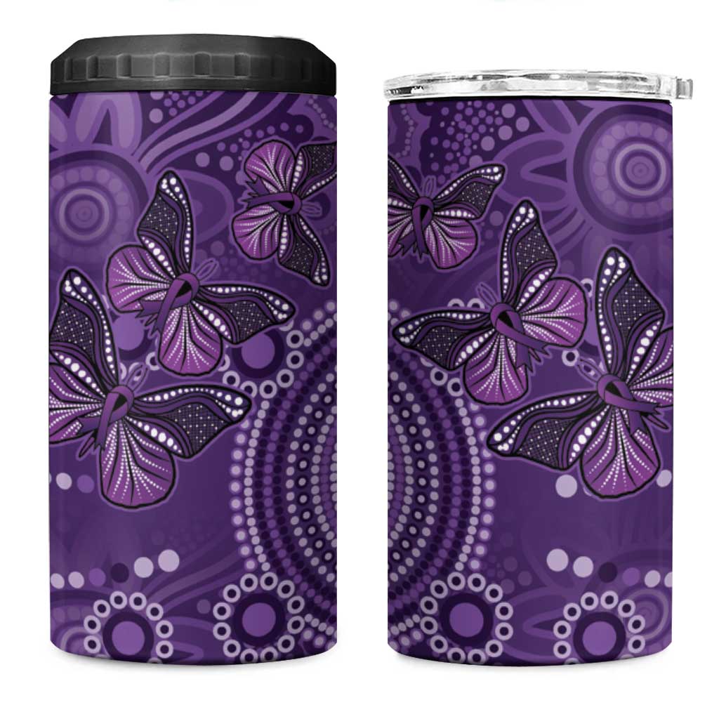 Purple Butterfly Spirit 4 in 1 Can Cooler Tumbler Australian Epilepsy Awareness - Aussie Hoodie