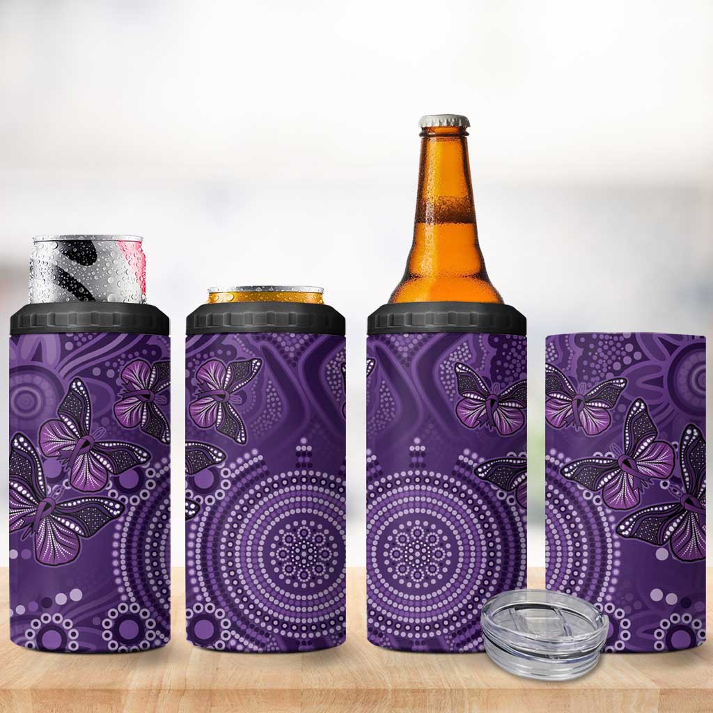 Purple Butterfly Spirit 4 in 1 Can Cooler Tumbler Australian Epilepsy Awareness - Aussie Hoodie