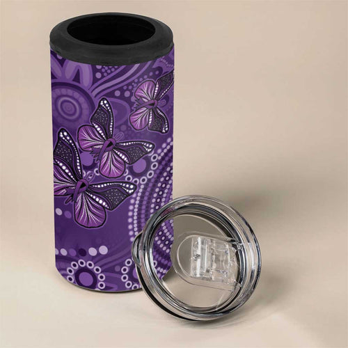 Purple Butterfly Spirit 4 in 1 Can Cooler Tumbler Australian Epilepsy Awareness - Aussie Hoodie