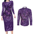 Purple Butterfly Spirit Couples Matching Long Sleeve Bodycon Dress and Long Sleeve Button Shirt Australian Epilepsy Awareness - Aussie Hoodie