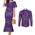 Purple Butterfly Spirit Couples Matching Mermaid Dress and Long Sleeve Button Shirt Australian Epilepsy Awareness - Aussie Hoodie