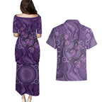 Purple Butterfly Spirit Couples Matching Puletasi and Hawaiian Shirt Australian Epilepsy Awareness - Aussie Hoodie