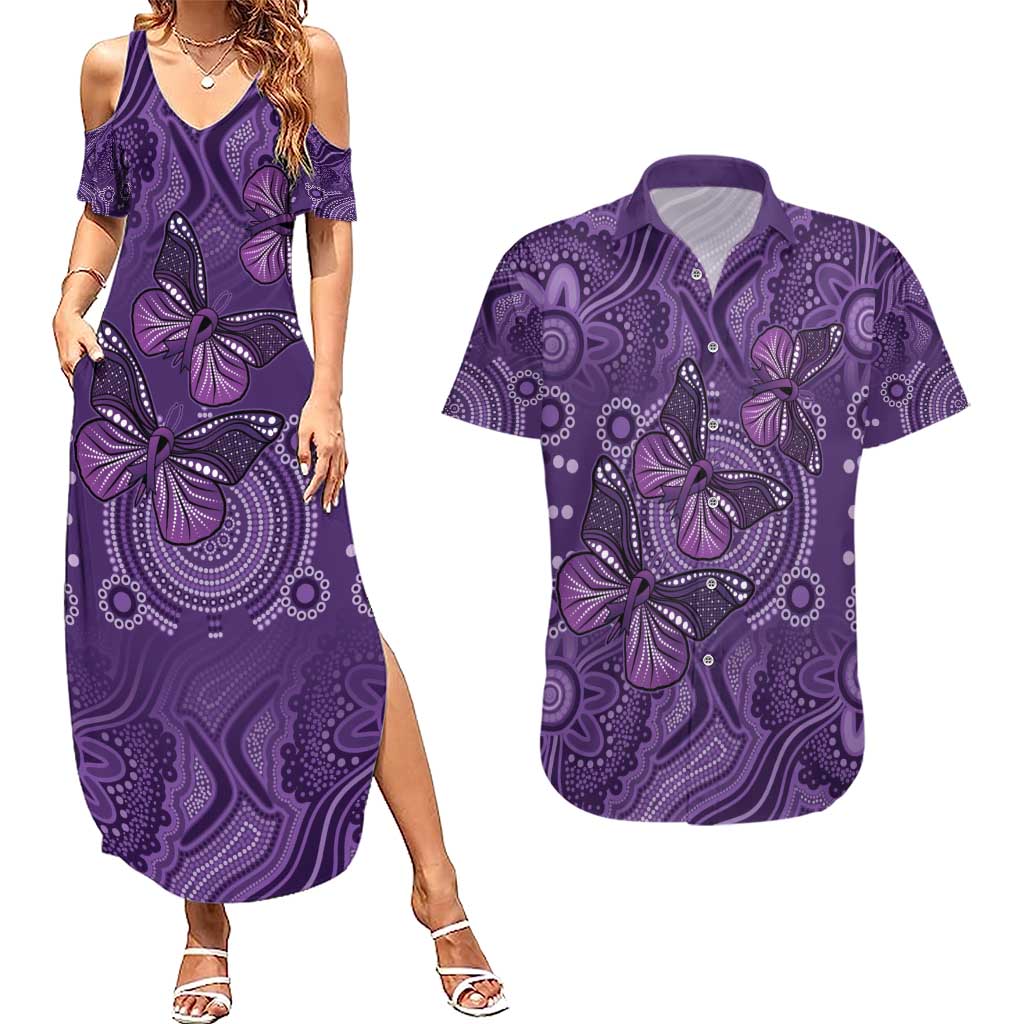Purple Butterfly Spirit Couples Matching Summer Maxi Dress and Hawaiian Shirt Australian Epilepsy Awareness - Aussie Hoodie
