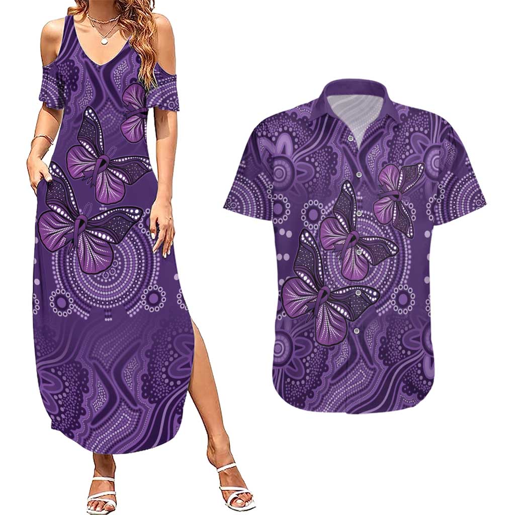 Purple Butterfly Spirit Couples Matching Summer Maxi Dress and Hawaiian Shirt Australian Epilepsy Awareness - Aussie Hoodie
