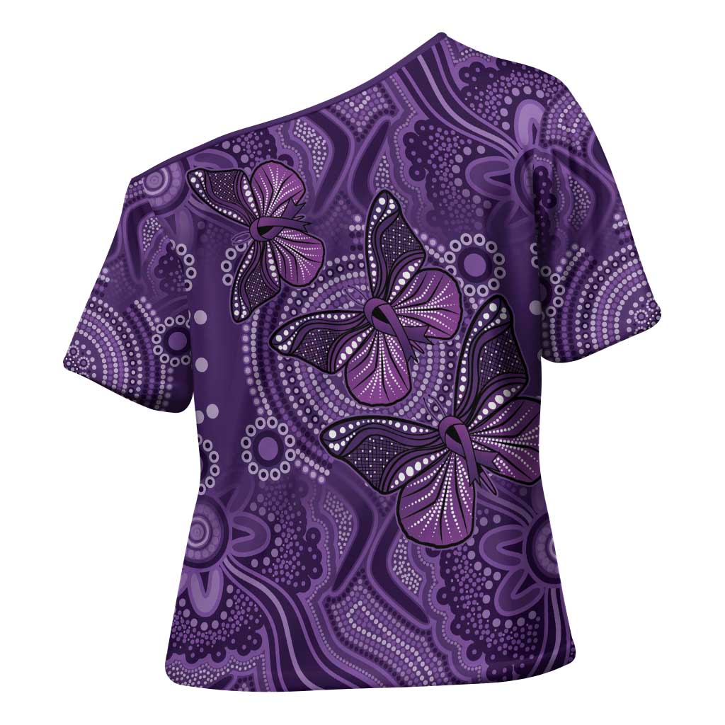 Purple Butterfly Spirit Cross Shoulder Shirt Australian Epilepsy Awareness - Aussie Hoodie