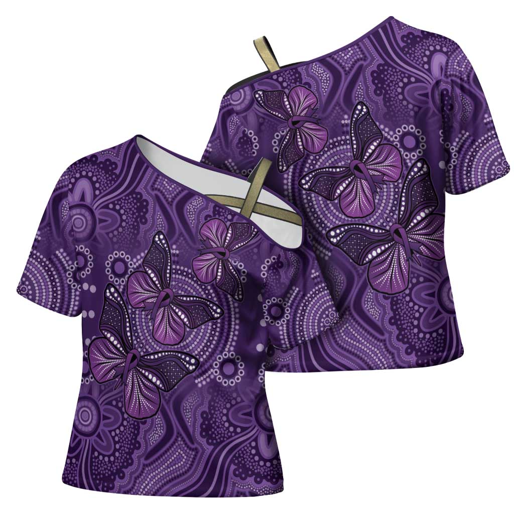 Purple Butterfly Spirit Cross Shoulder Shirt Australian Epilepsy Awareness - Aussie Hoodie
