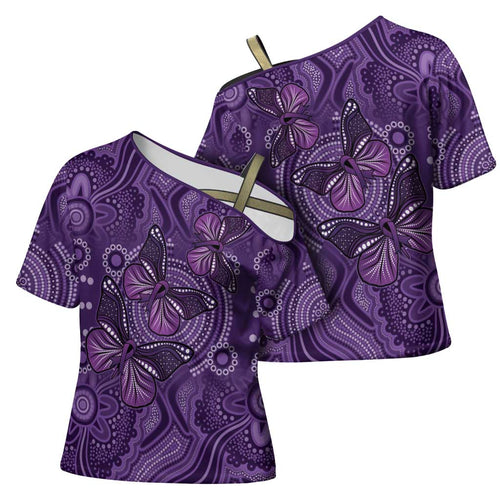 Purple Butterfly Spirit Cross Shoulder Shirt Australian Epilepsy Awareness - Aussie Hoodie